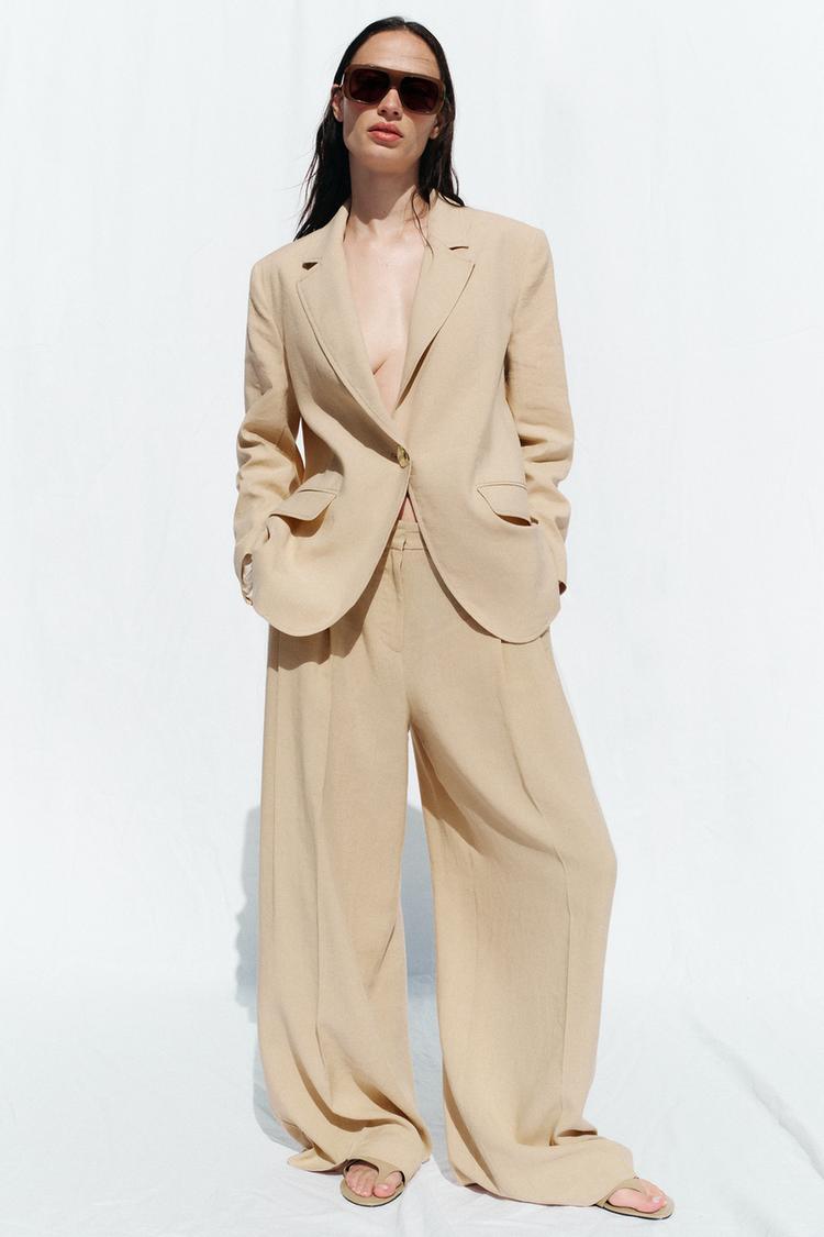 ONE-BUTTON LINEN BLAZER