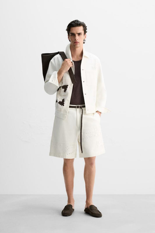 DIE-CUT EMBROIDERED PATCHWORK JACKET
