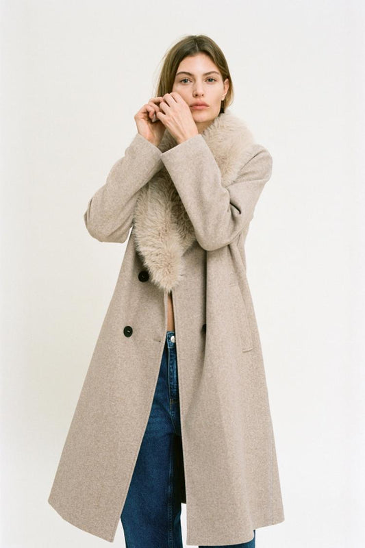 FAUX FUR LAPEL COAT