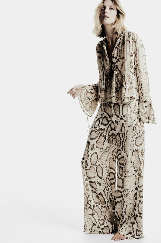 ZW COLLECTION ANIMAL PRINT SEMI-SHEER PANTS