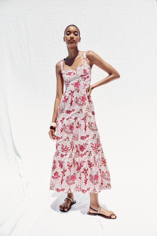 PRINTED CUT OUT MIDI DRESS