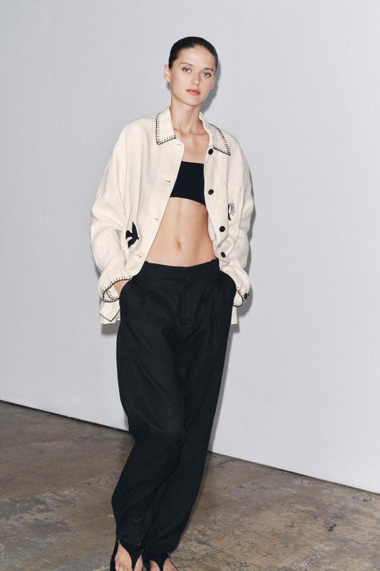 EMBROIDERED LINEN OVERSHIRT ZW COLLECTION